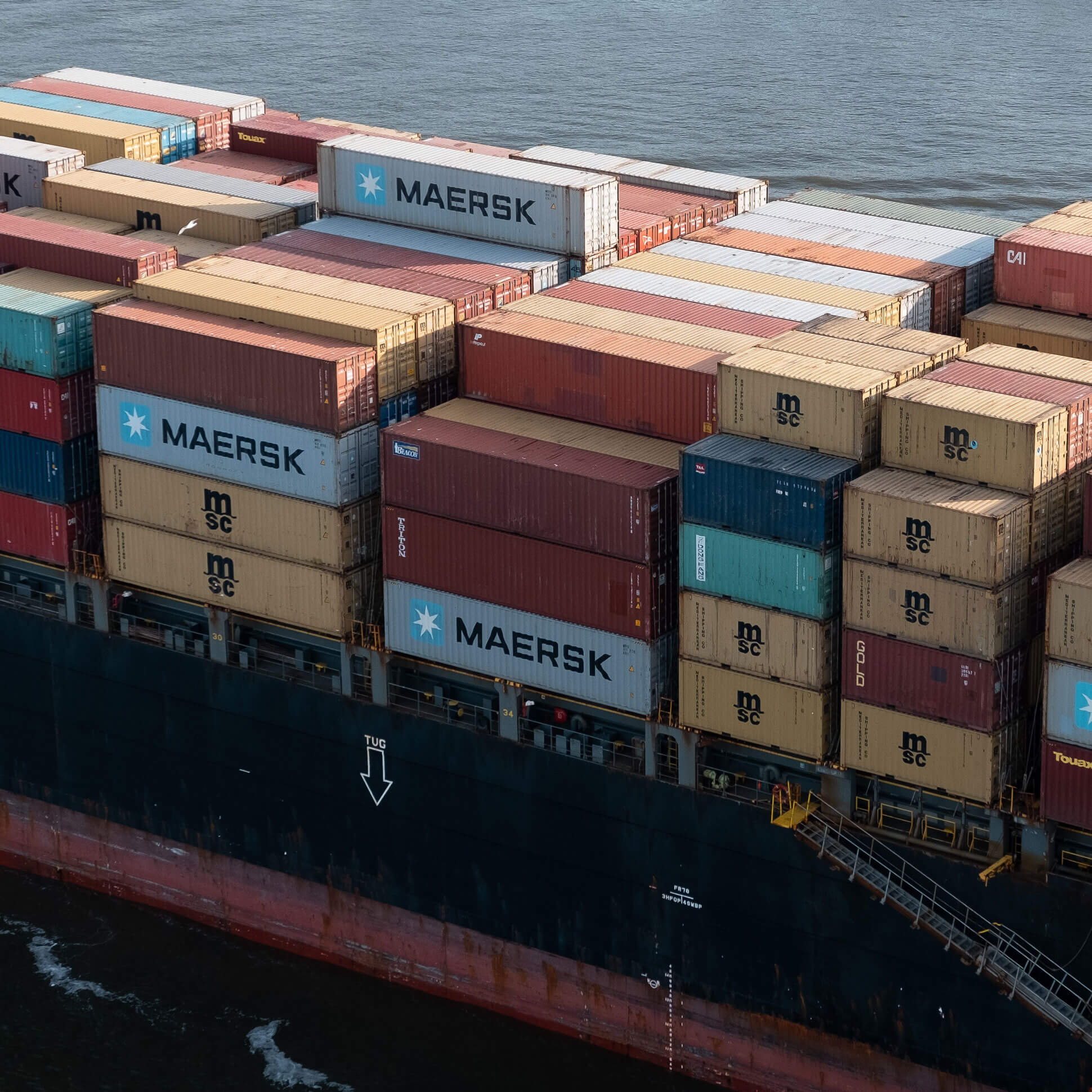 Containerschiff Container auf einem Containerschiff